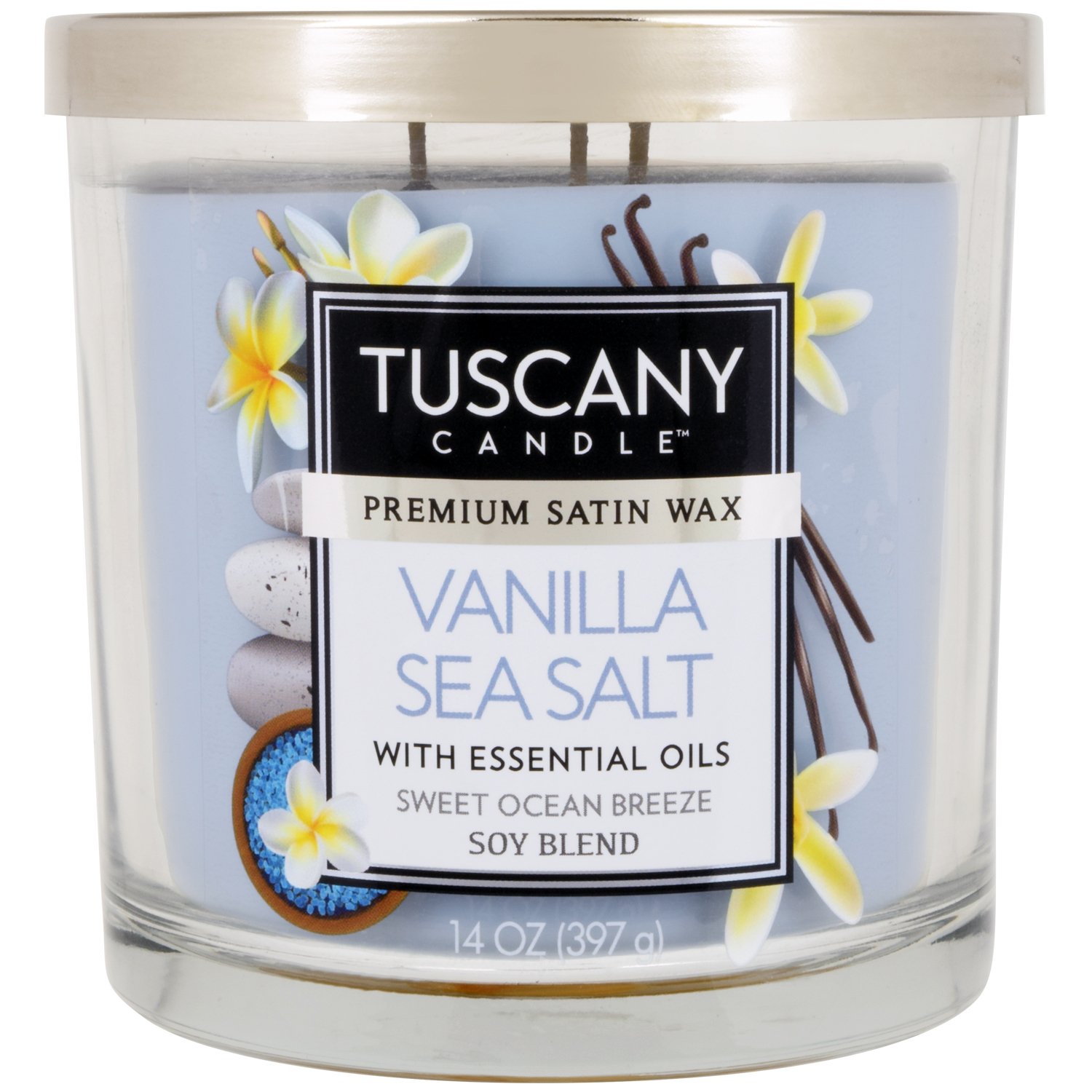 Tuscany Candle Vanilla Sea Salt Scent 3 Wick Candle with Essential Oils