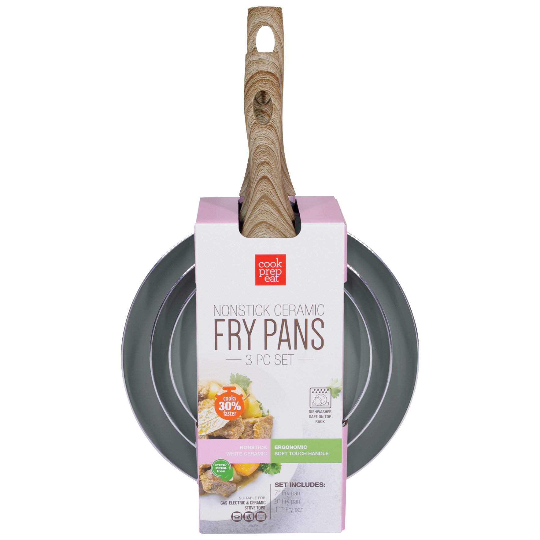 Cook Prep Eat Pink Ice Nonstick Ceramic Fry Pan Set - Shop Kitchen ...