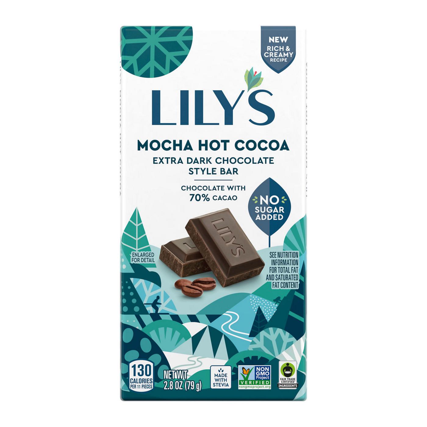 Lily's Mocha Hoi Cocoa Extra Dark Chocolate Christmas Bar; image 1 of 7