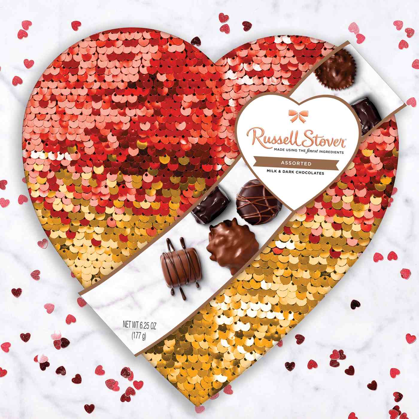 Russell Stover Assorted Chocolates Valentine's Sequin Heart Gift Box, 11 pc; image 3 of 4