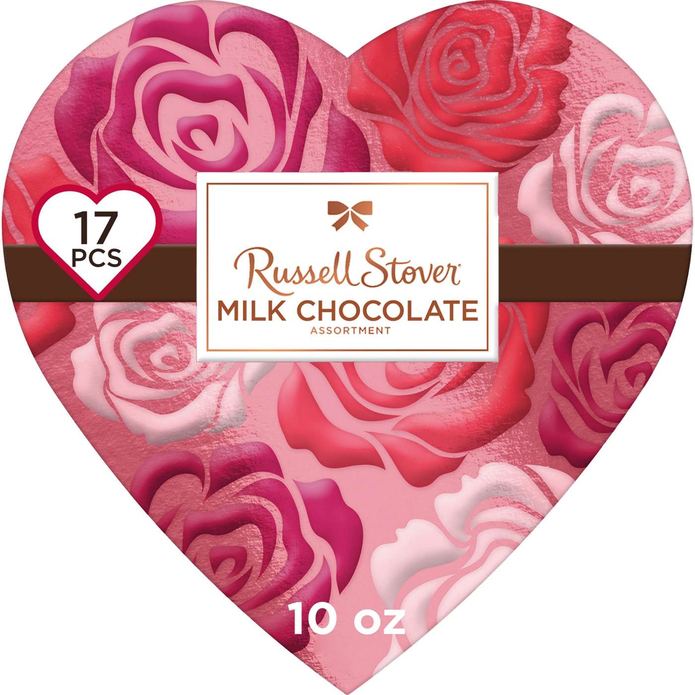 Russell Stover Milk Chocolate Assortment Valentine's Floral Heart Gift Box, 17 pc; image 1 of 6