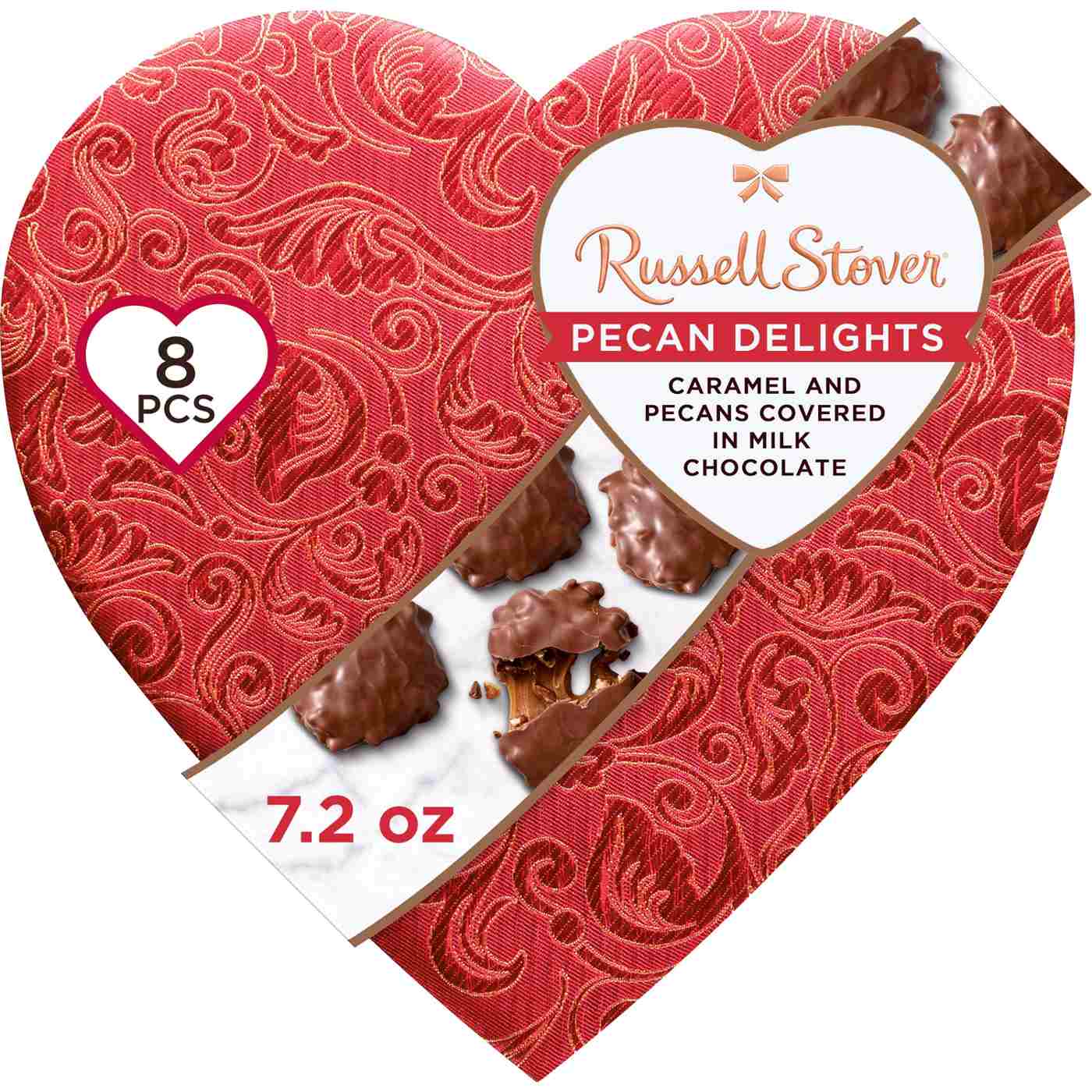 Russell Stover Pecan Delights Valentine's Satin Heart Gift Box, 8 pc; image 1 of 7