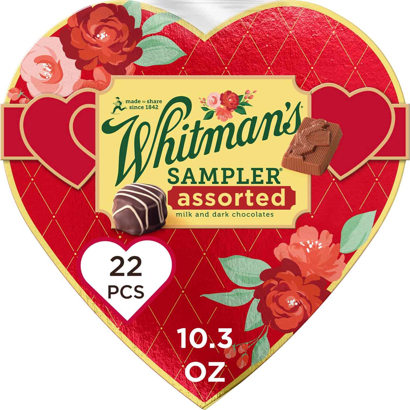 Whitman's Sampler Assorted Chocolates Valentine's Heart Gift Box, 22 pc; image 1 of 5