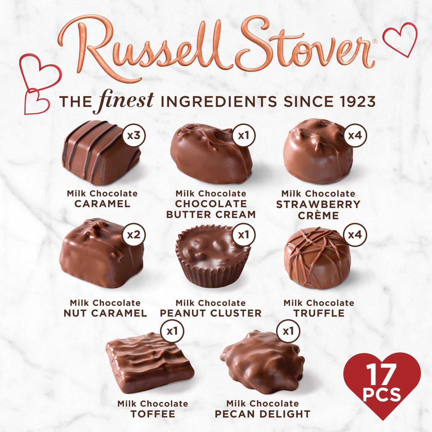 Russell Stover Milk Chocolates Valentine's Heart Gift Box, 17 pc; image 7 of 7