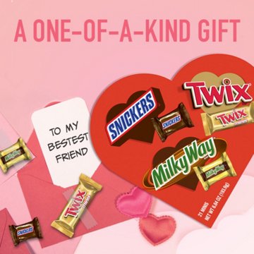 Snickers, Twix & Milky Way Assorted Chocolates Valentine's Heart-Shaped Gift Box