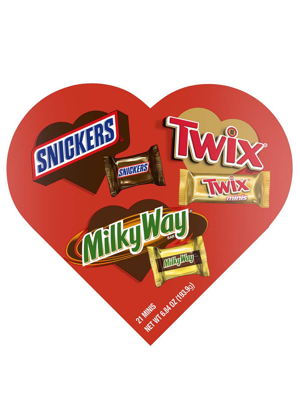 Snickers, Twix & Milky Way Assorted Minis Chocolates Valentine's Heart Gift Box, 21 pc; image 1 of 7