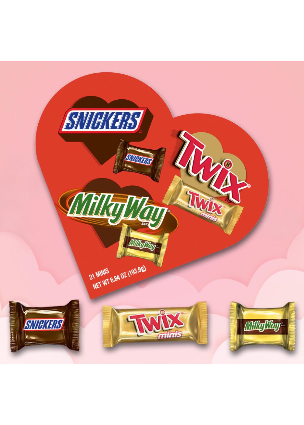 Snickers, Twix & Milky Way Assorted Minis Chocolates Valentine's Heart Gift Box, 21 pc; image 2 of 7