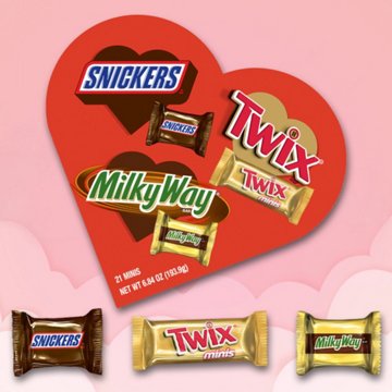 Snickers, Twix & Milky Way Assorted Chocolates Valentine's Heart-Shaped Gift Box