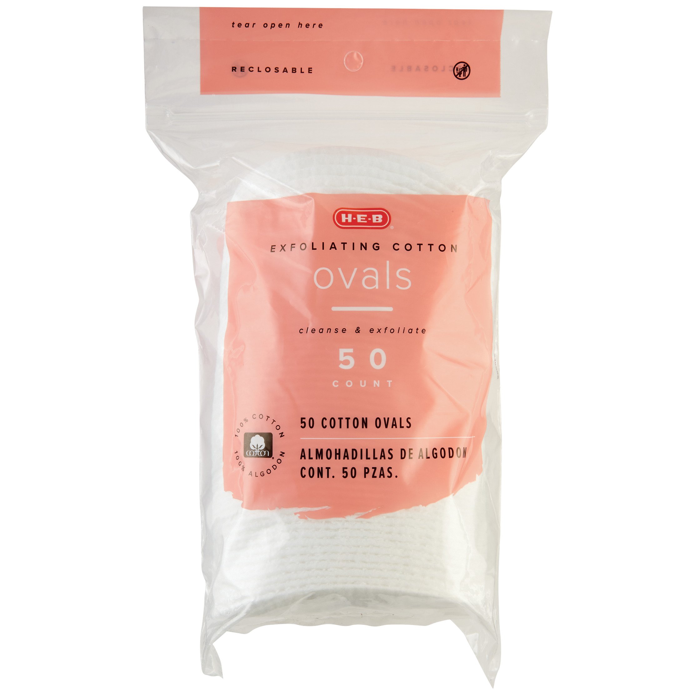 H-E-B Exfoliating Cotton Ovals - Shop Cotton Balls & Swabs At H-E-B