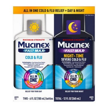 Mucinex Fast-Max Cold & Flu and Nightshift Severe Cold & Flu, 2 ct