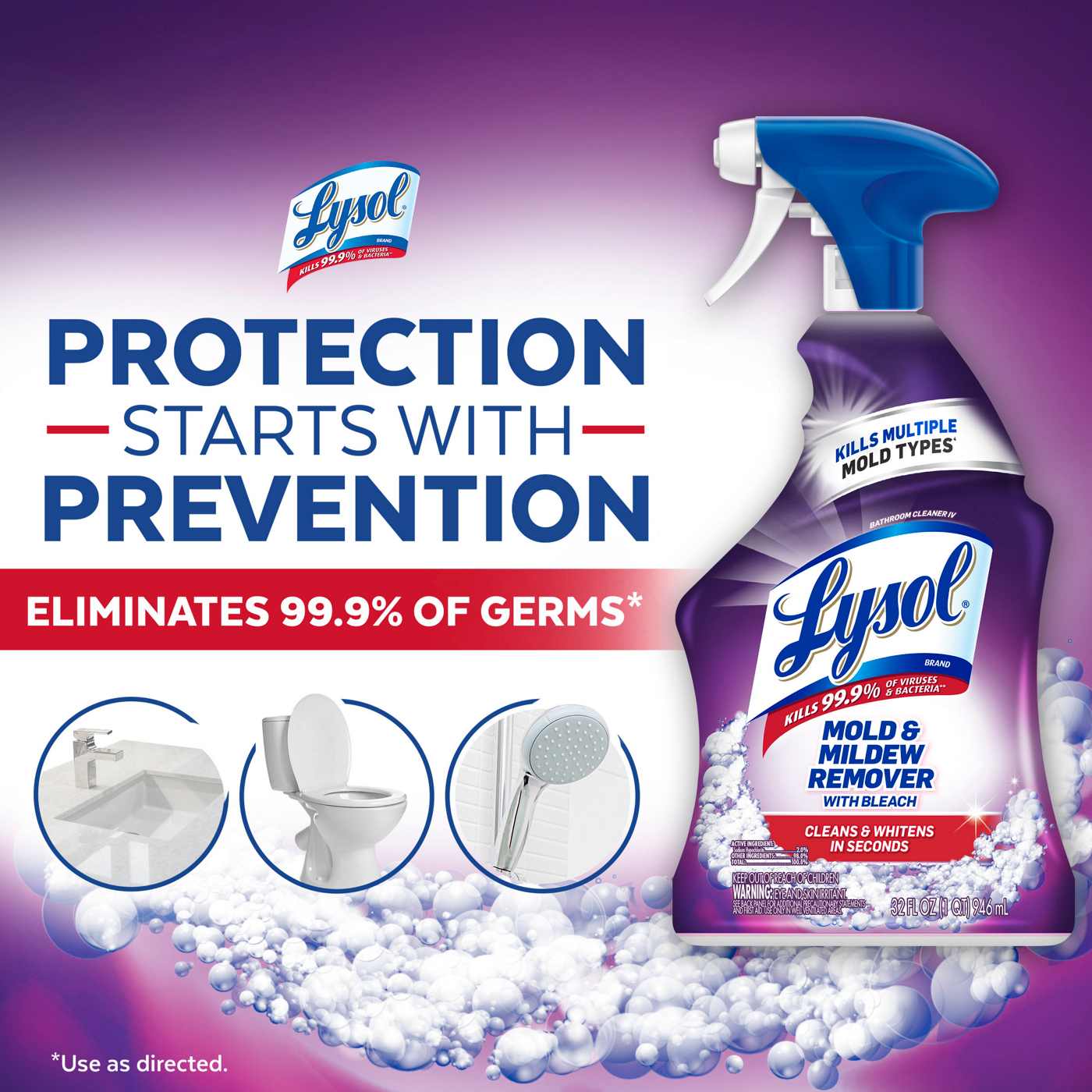 Lysol Mold and Mildew Remover Bathroom Cleaning Spray Soap Scum and Shine Disinfectant - Mold and Mildew; image 5 of 6