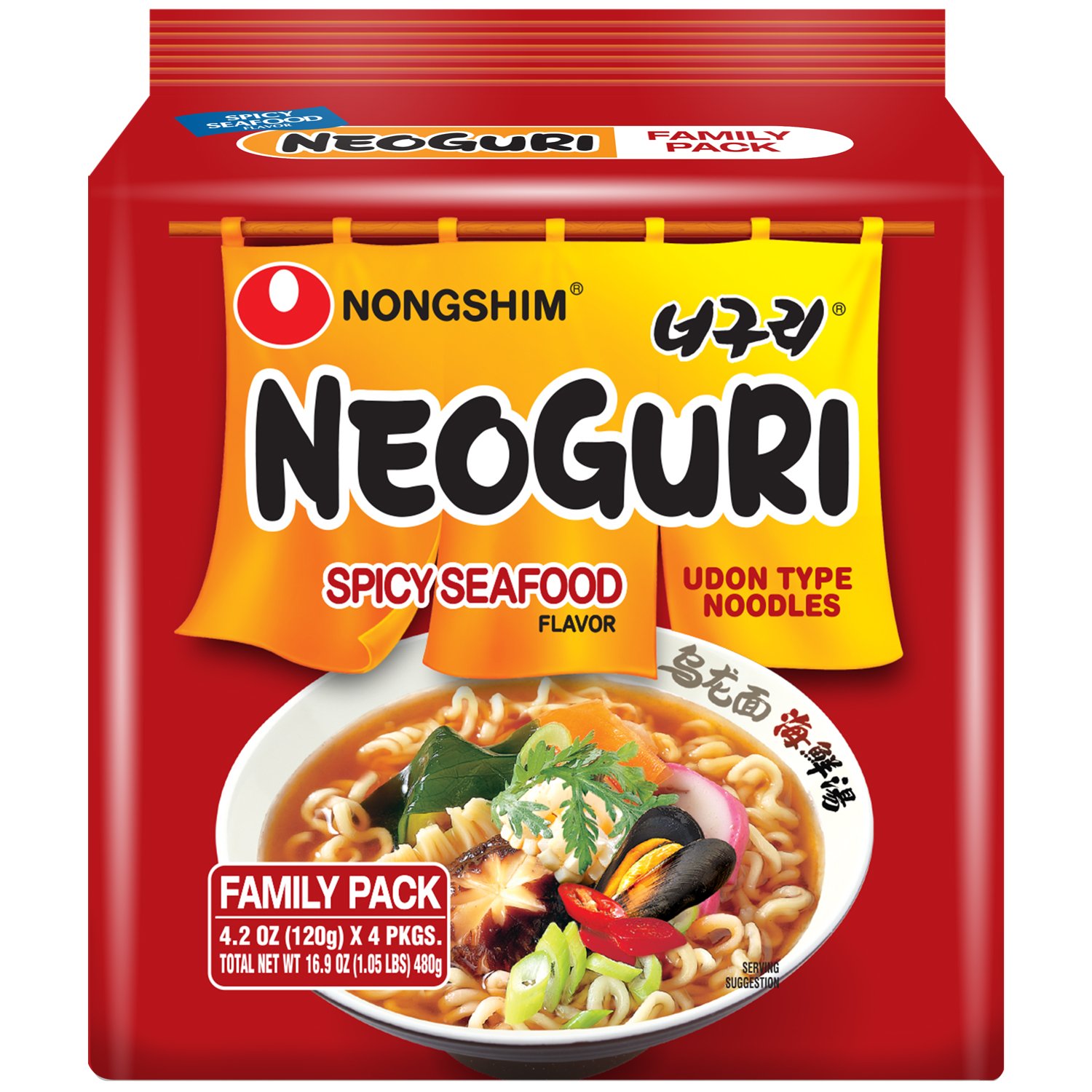 Nongshim Neoguri Spicy Seafood Udon Noodle Soup Family Pack - Shop ...