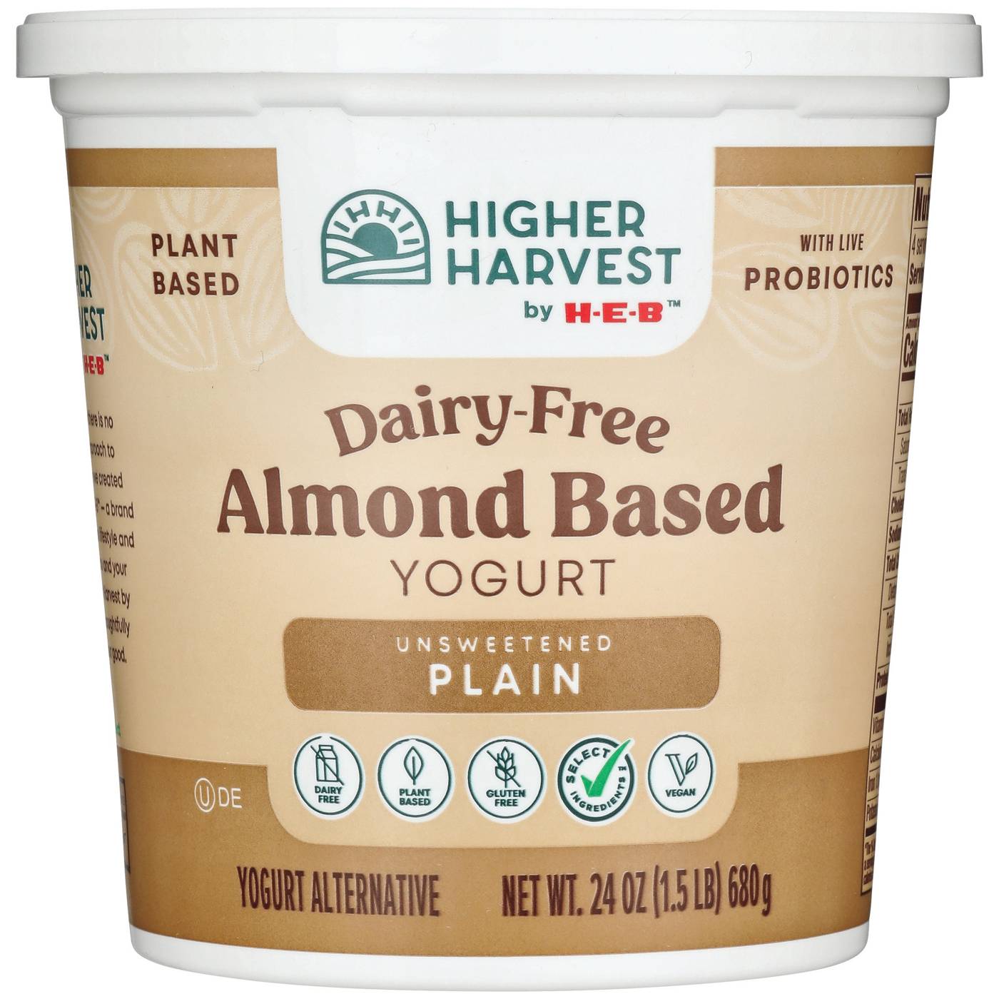 Higher Harvest by H-E-B Dairy-Free Almond-Based Yogurt – Unsweetened Plain; image 1 of 2