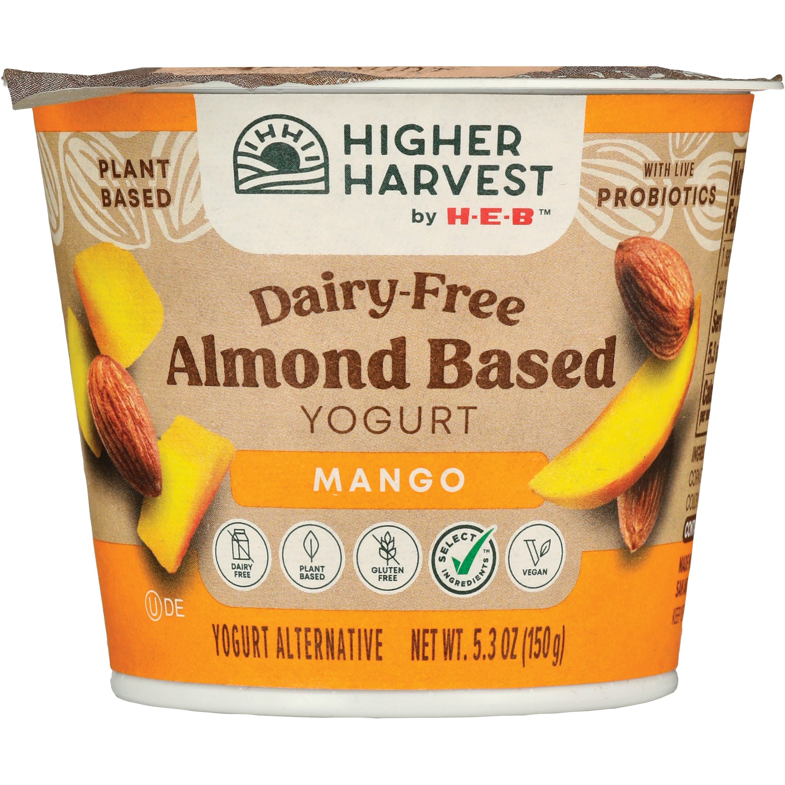 Higher Harvest by H-E-B Dairy Free Almond-Based Yogurt – Mango, 5.3 oz
