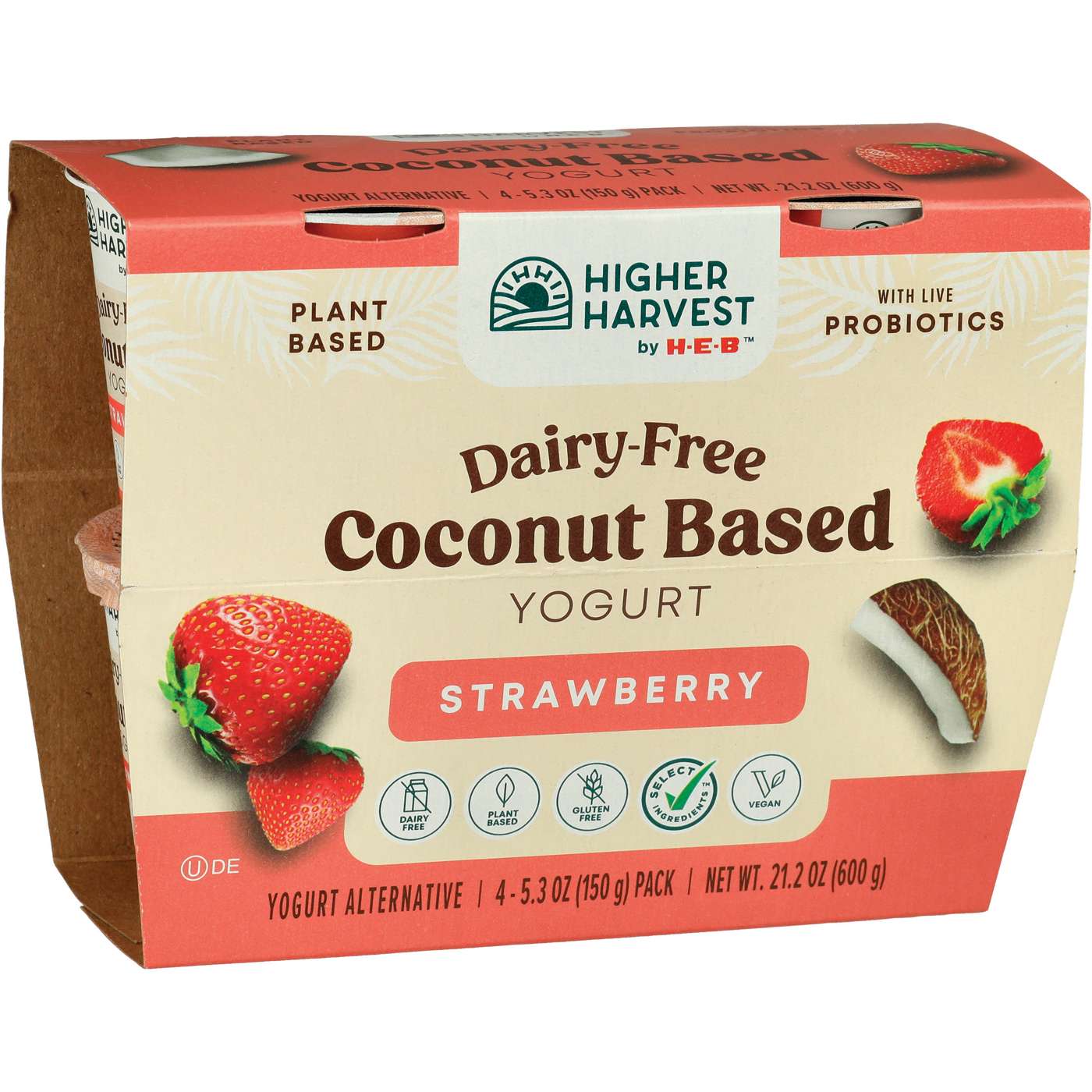 Higher Harvest by H-E-B Dairy-Free Coconut-Based Yogurt – Strawberry; image 2 of 3