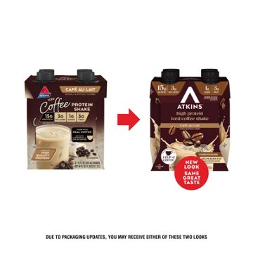 Atkins Iced Coffee Protein Shake - Café a Lait, 4 pk
