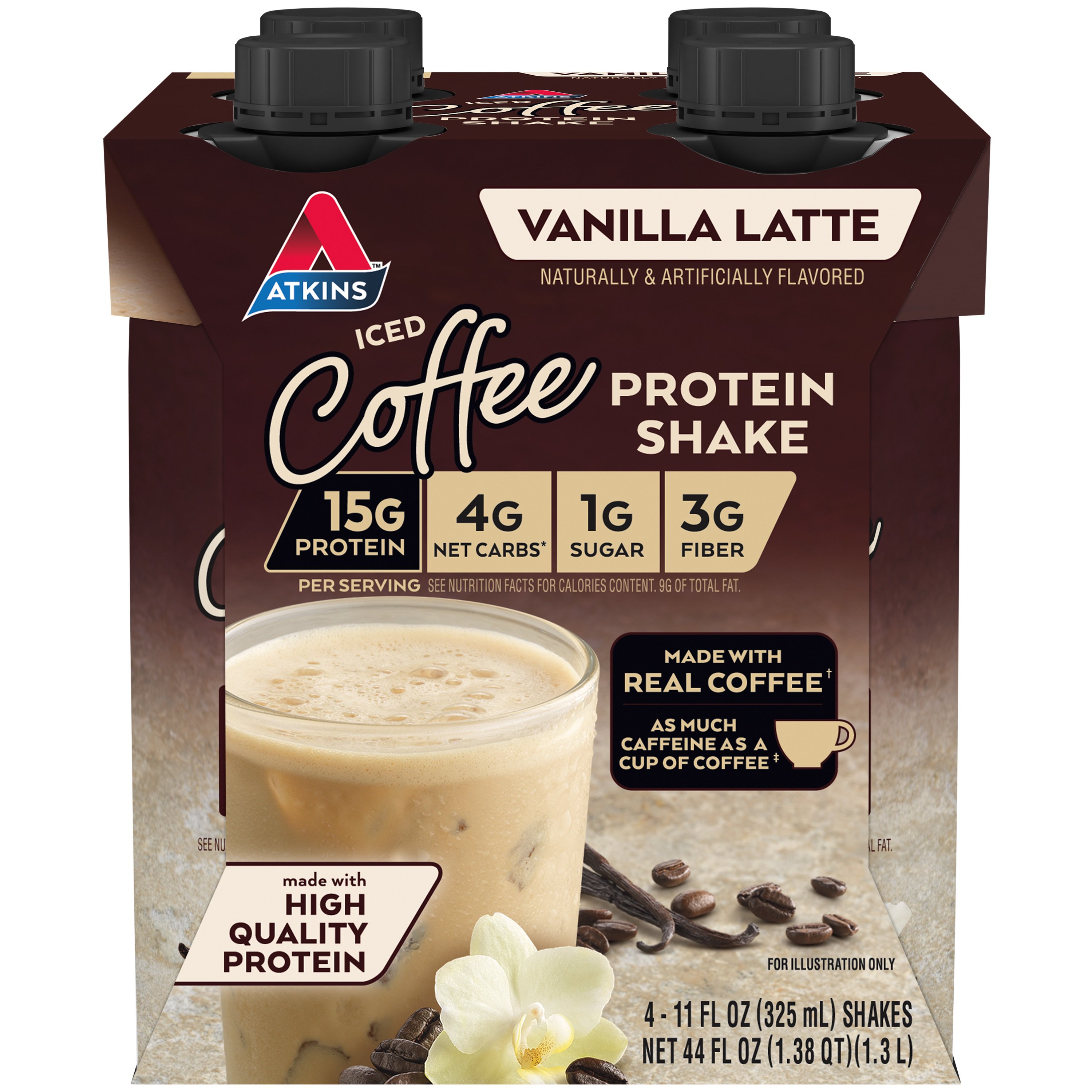 Atkins Vanilla Latte Iced Coffee Shake 4 pk, - Shop Diet & Fitness at H-E-B