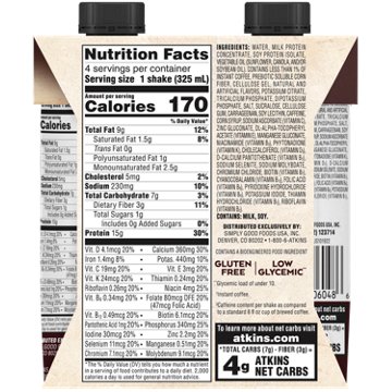 Atkins Iced Coffee Protein Shake - Vanilla Latte, 4 pk, 11 oz