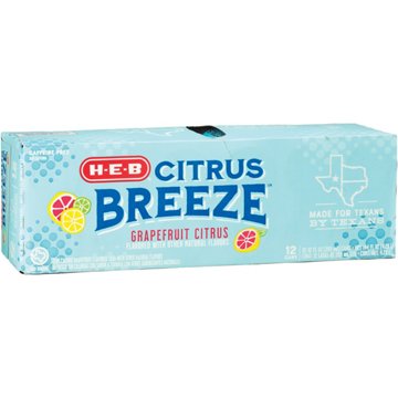 H-E-B Citrus Breeze Zero Calorie Grapefruit Soda 12 pk Cans