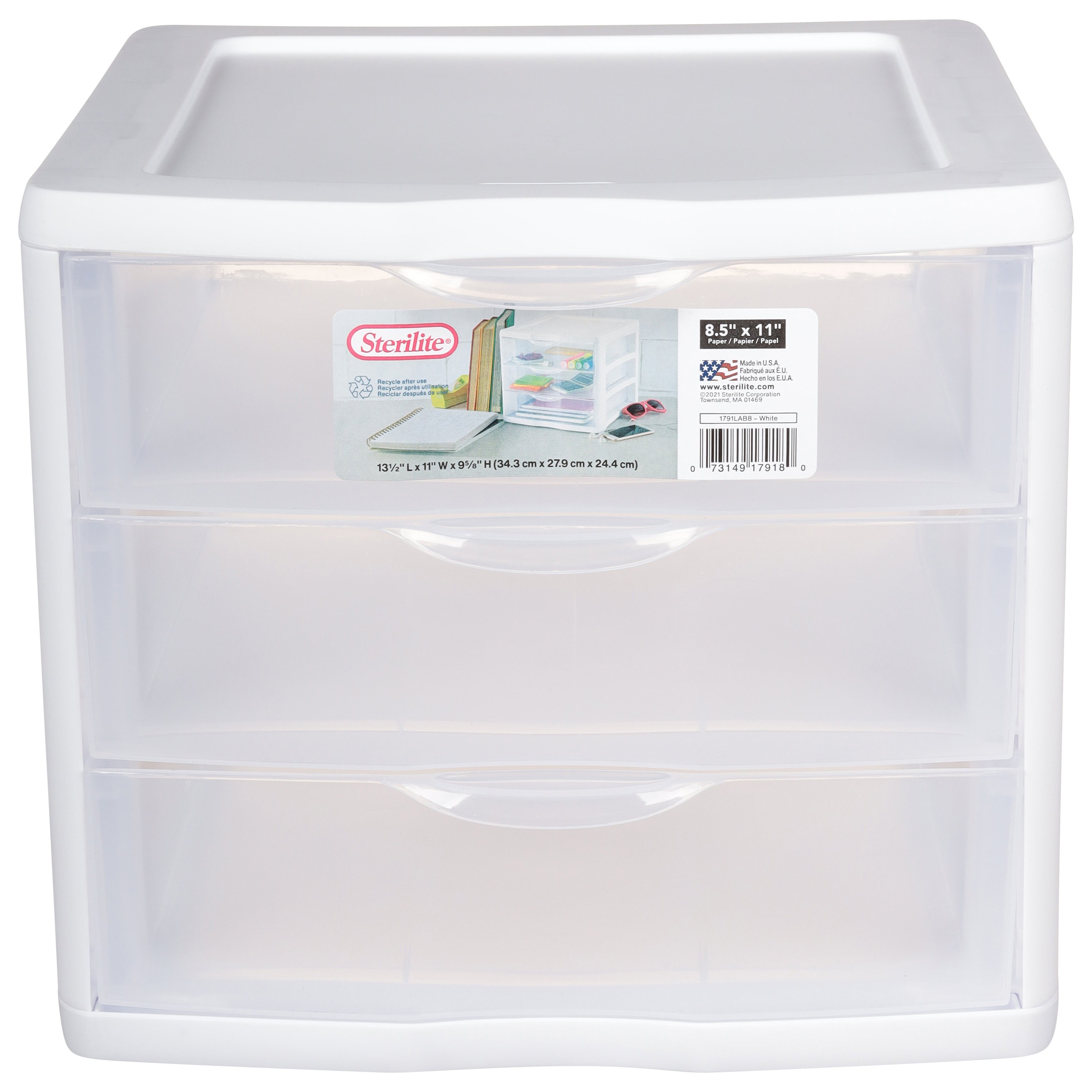 Sterilite 3-Drawer Organizer, White