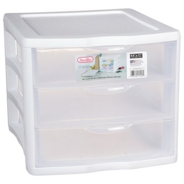 Sterilite 3-Drawer Storage Unit - White, 13.5" x 11" x 9.63"
