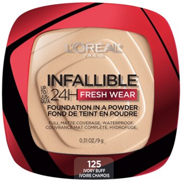 L'Oréal Paris Infallible Up to 24H Fresh Wear Foundation in a Powder Ivory Buff, 0.31 oz