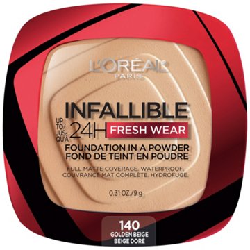 L'Oréal Paris Infallible Up to 24H Fresh Wear Foundation in a Powder Golden Beige, 0.31 oz