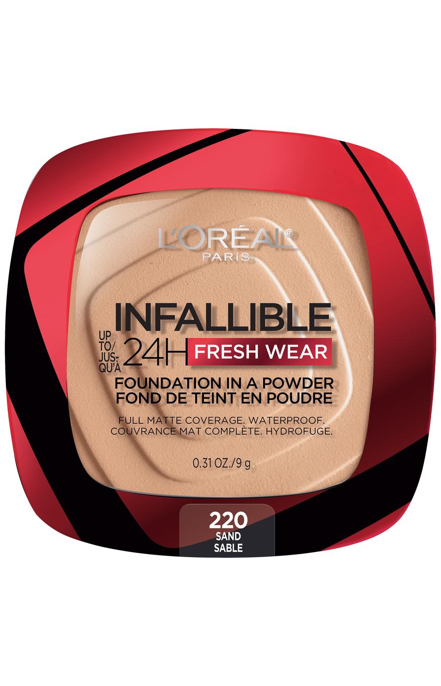 L'Oréal Paris Infallible Up to 24H Fresh Wear Foundation in a Powder Sand; image 1 of 4