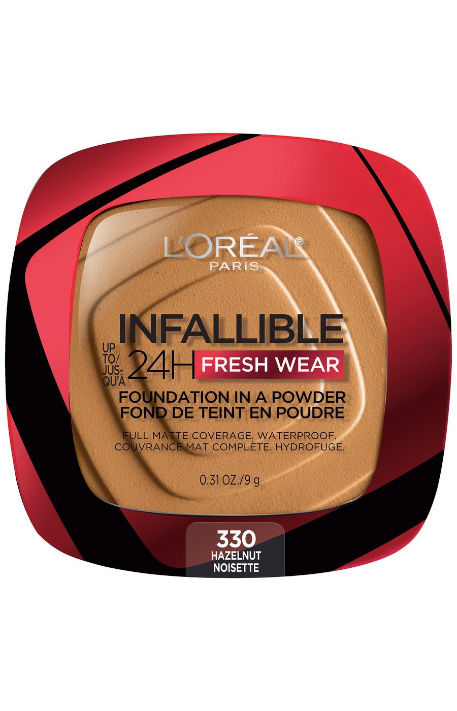 L'Oréal Paris Infallible Up to 24H Fresh Wear Foundation in a Powder Hazelnut; image 1 of 3
