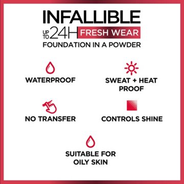 L'Oréal Paris Infallible Up to 24H Fresh Wear Foundation in a Powder Copper, 0.31 oz
