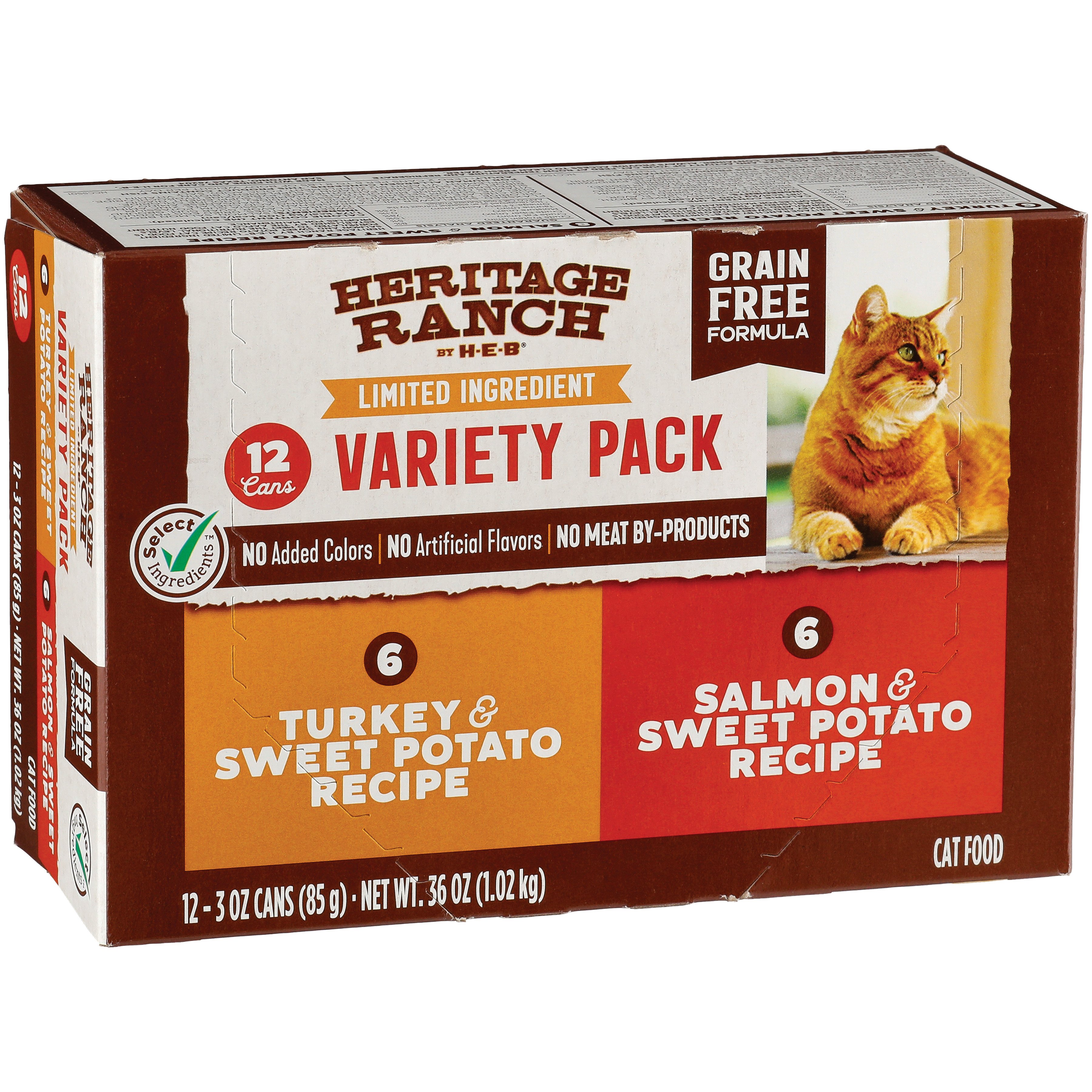 Heritage Ranch by H E B Limited Ingredient Grain Free Wet Cat Food Variety Pack Tukey or Salmon Sweet Potato