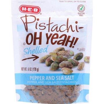 H-E-B Pistachi-OH YEAH! Shelled Pistachios - Pepper & Sea Salt