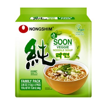 Nongshim Soon Veggie Noodle Soup Family Pack, 4 ct