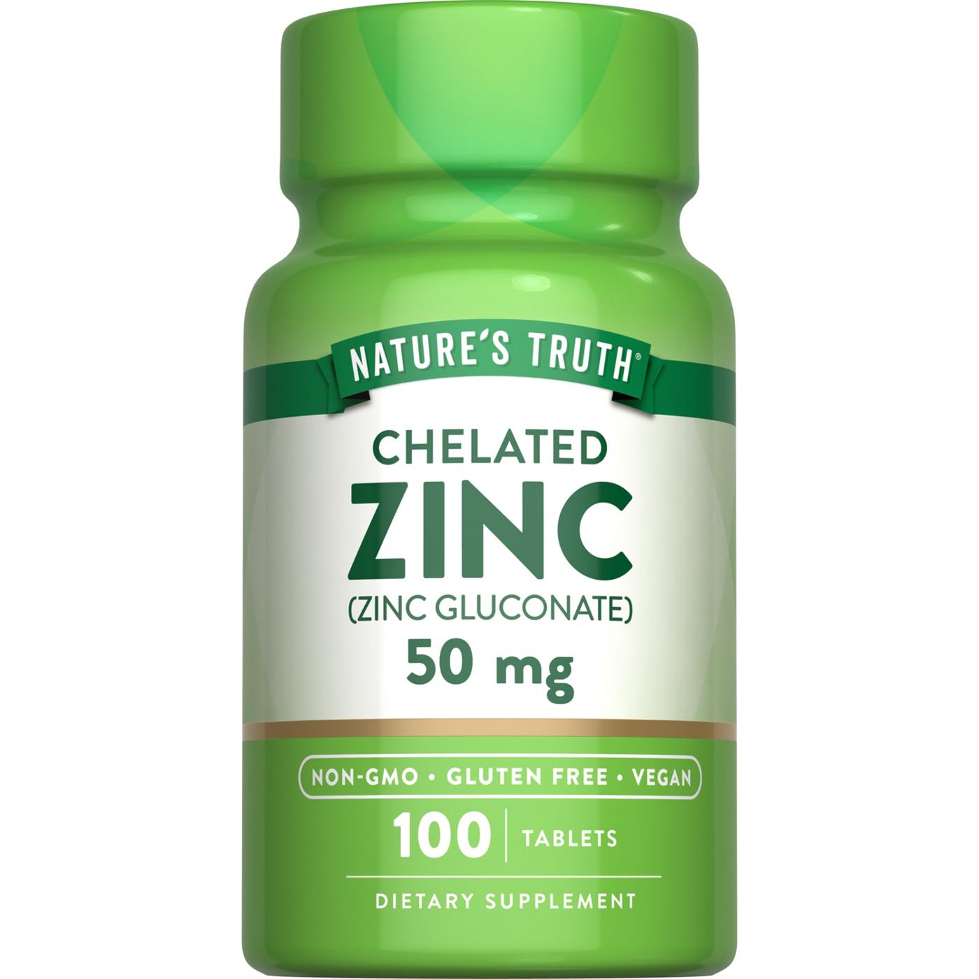 Nature's Truth Chelated Zinc 50 mg Tablets; image 1 of 4