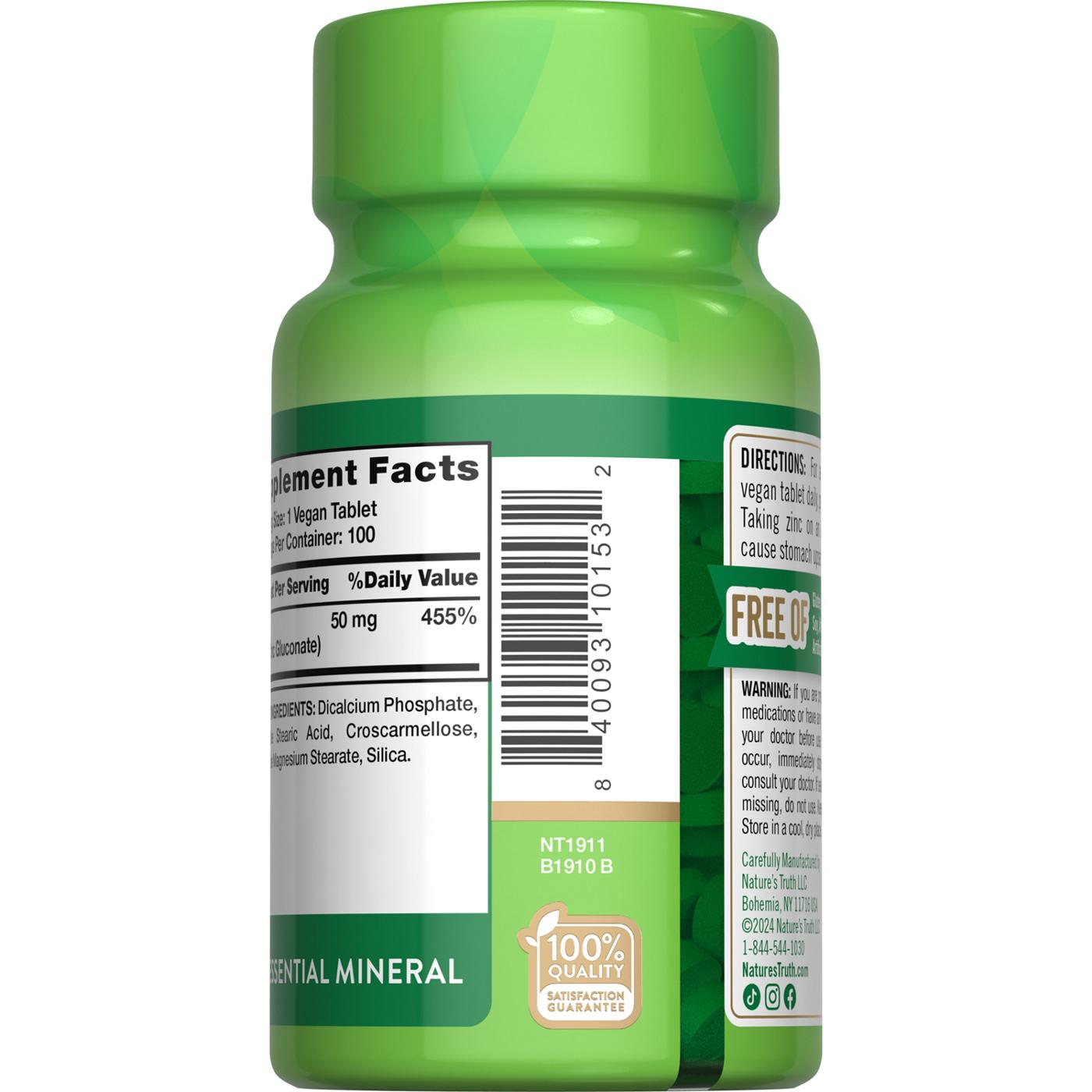 Nature's Truth Chelated Zinc 50 mg Tablets; image 2 of 4