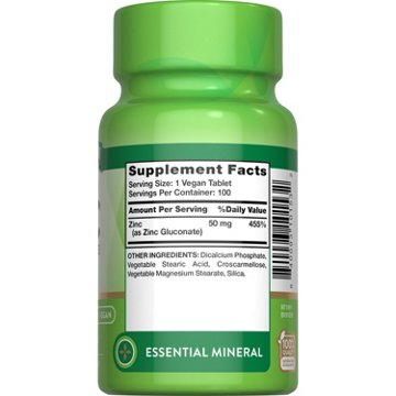 Nature's Truth Chelated Zinc 50 mg Tablets, 100 ct