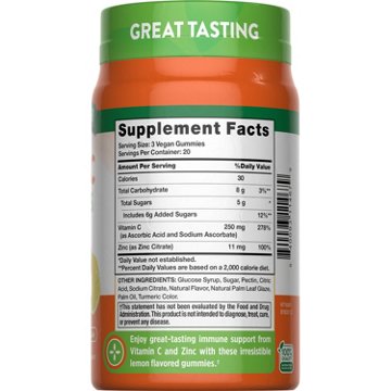 Nature's Truth Vitamin C + Zinc Gummies - Lemon Flavor