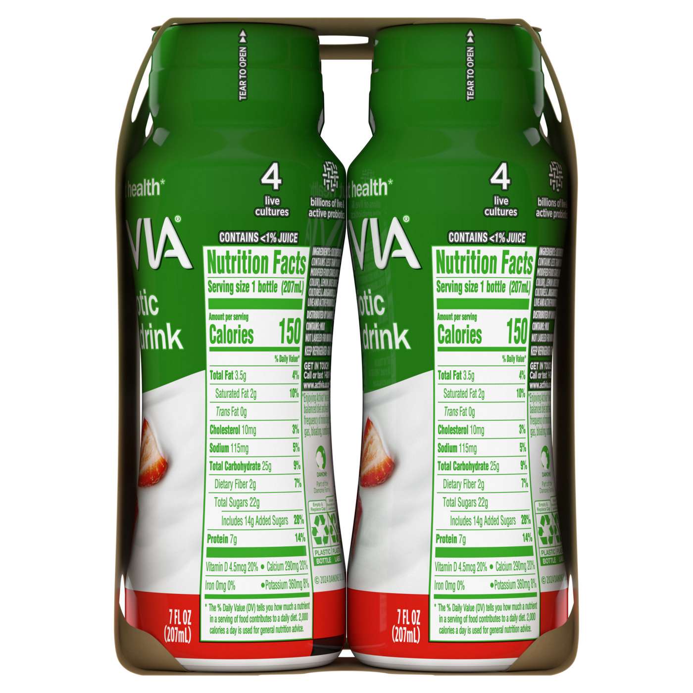 Activia® Strawberry Lowfat Yogurt Drink 4 7 Fl. Oz. Bottles, Yogurt