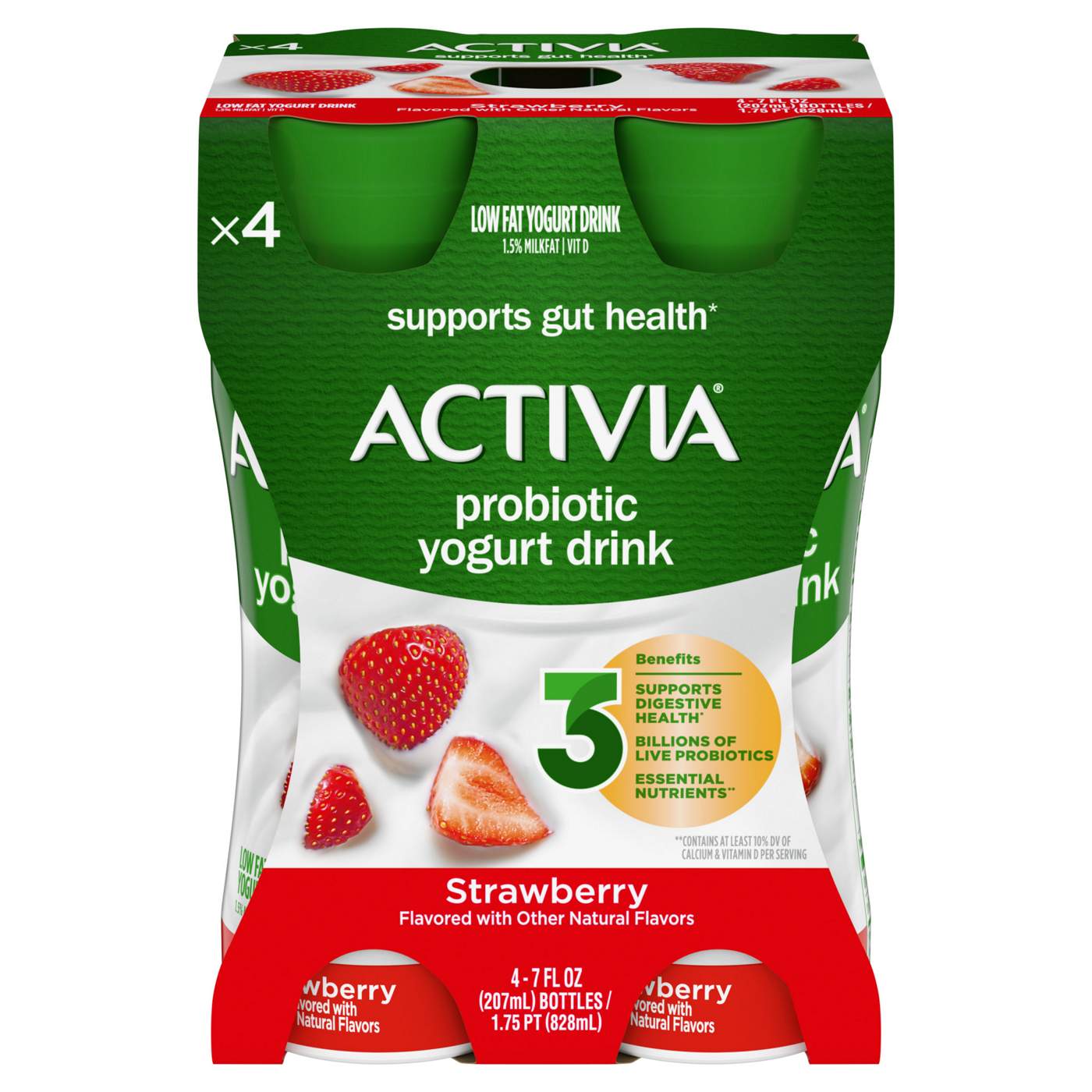 Dannon Activia Strawberry Low-Fat Yogurt Drink 7 oz Bottles; image 7 of 9