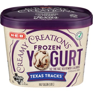 H-E-B Creamy Creations Texas Tracks Frozen Yogurt, 1/2 gal
