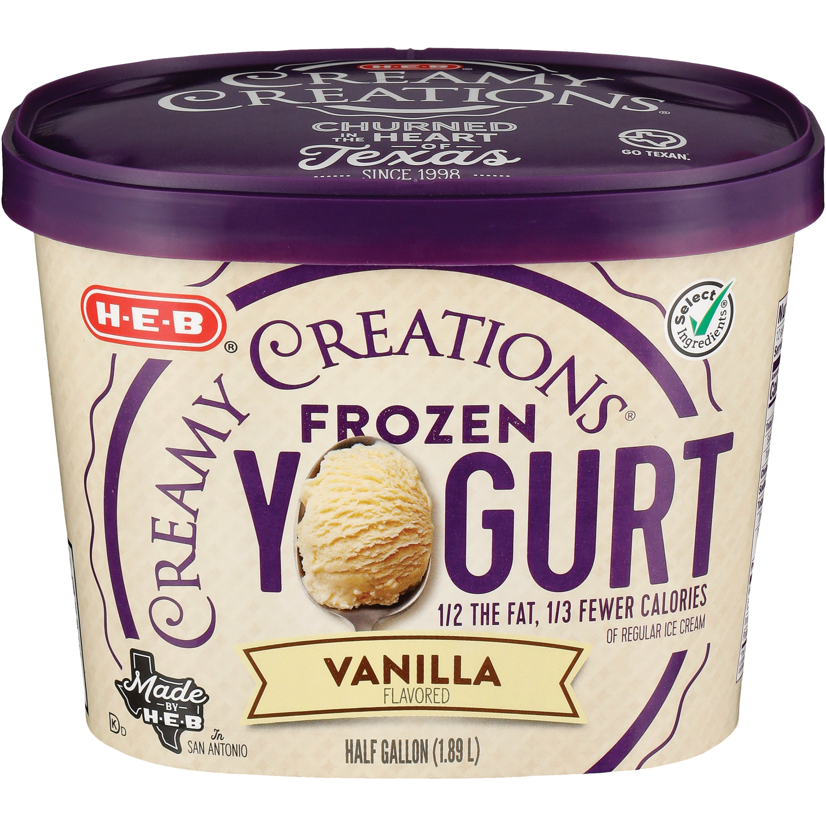 H-E-B Select Ingredients Creamy Creations Frozen Vanilla Yogurt - Shop ...