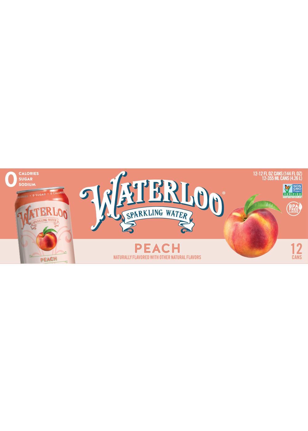 Waterloo Peach Sparkling Water 12 pk Cans; image 1 of 2