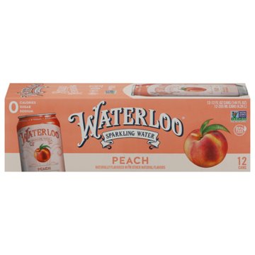 Waterloo Peach Sparkling Water 12 pk Cans