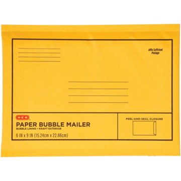 H-E-B Paper Bubble Mailer, 6" x 9"