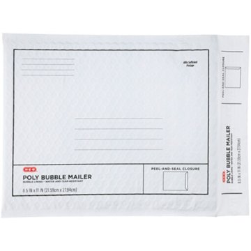 H-E-B Poly Bubble Mailer - White, 8.5" x 11"