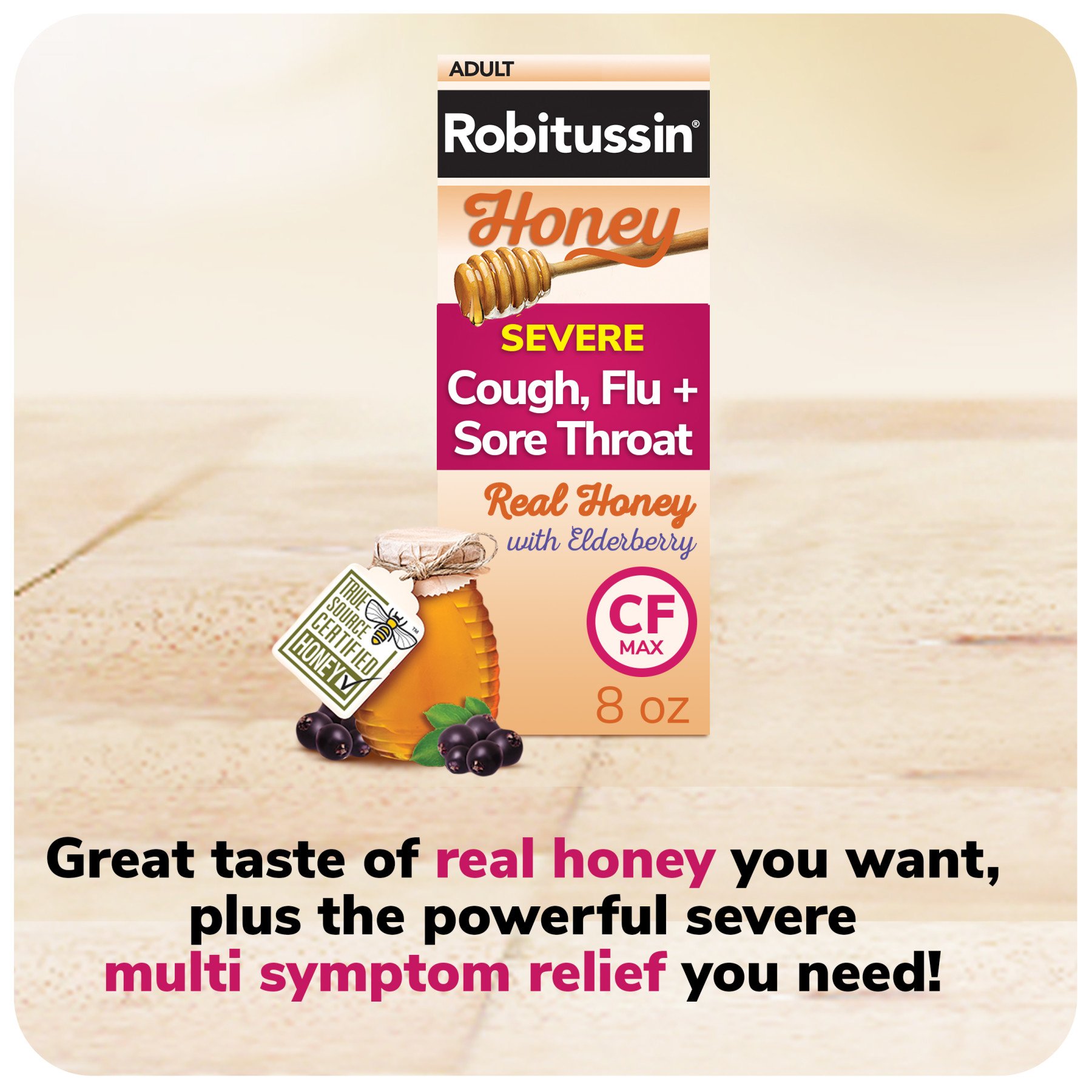 Robitussin Honey Maximum Strength Severe Cough, Flu + Sore Throat ...