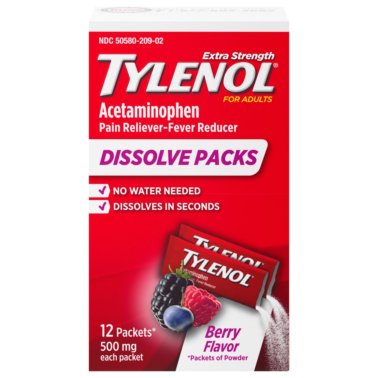 Tylenol Extra Strength Dissolve Packs Berry Shop Medicines & Treatments at HEB
