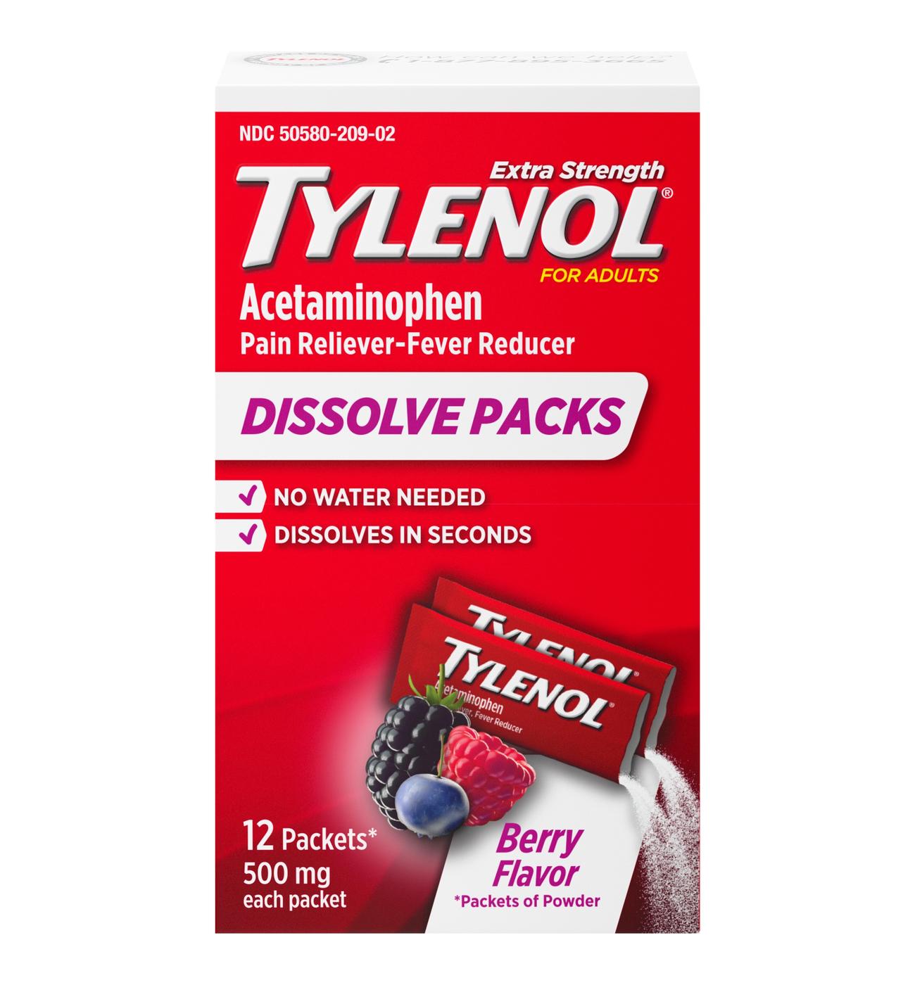 Tylenol Extra Strength Dissolve Packs - Berry; image 1 of 4