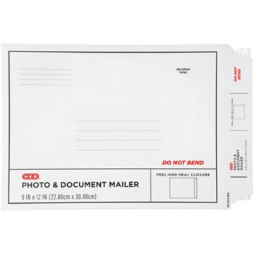 H-E-B Photo & Document Mailer - White, 9" x 12"