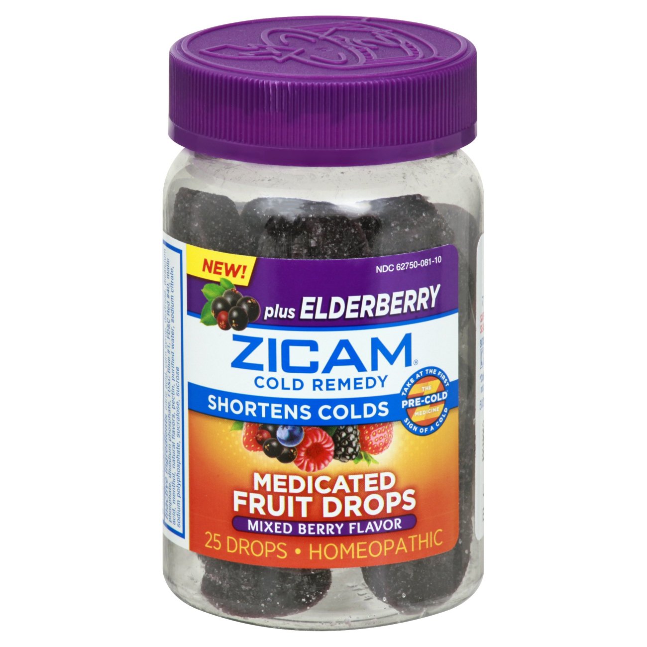 Zicam Cold Remedy Medicated Fruit Drops With Elderberry, 25 ct
